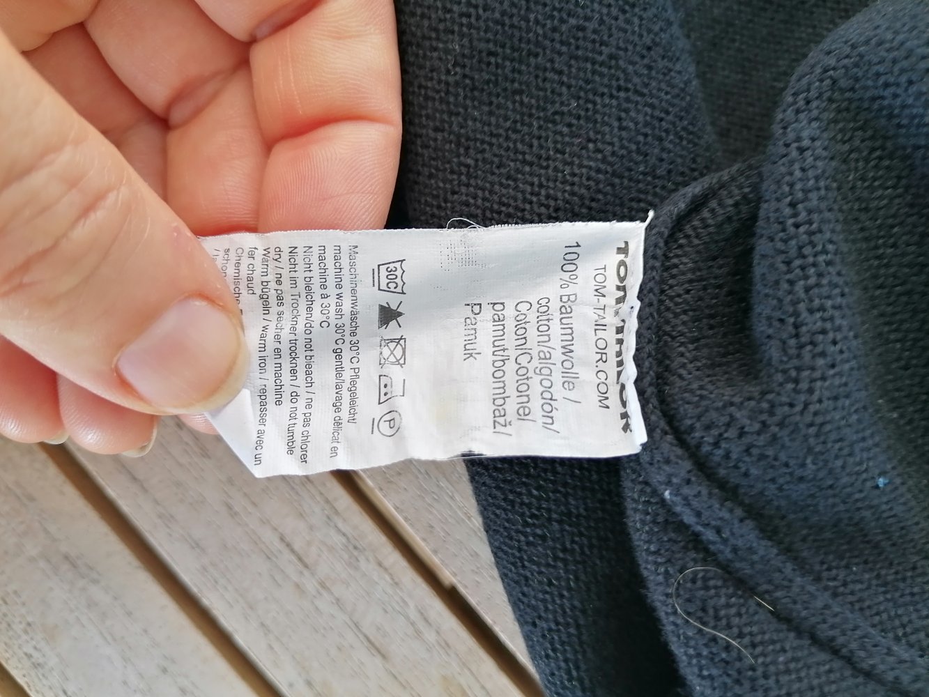 Tom Tailor: schwarz-grauer Strickpullover Gr. L