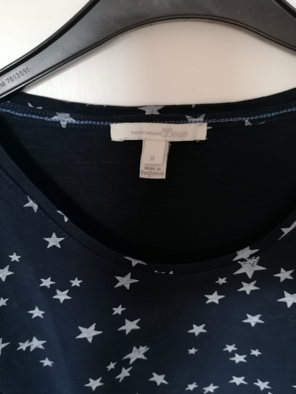 Tom Tailor Denim: dunkelblaues Longsleeve mit Sternen Gr. M