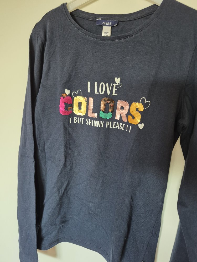 Okaidi: Langarmshirt mit Paillettenschrift Gr. 152