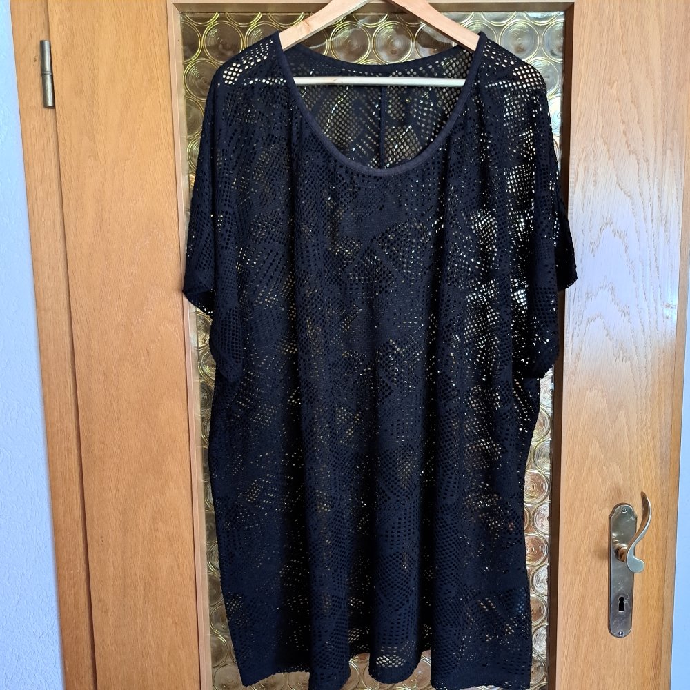 Ulla Popken Netz-Shirt schwarz Gr. 62/64 Loch-Shirt Hänger UP