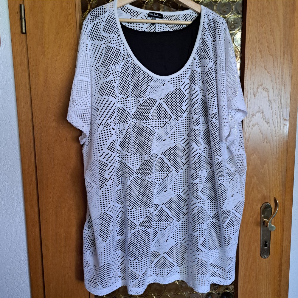 Ulla Popken Netz-Shirt weiß Gr. 62/64 Loch-Shirt Hänger UP