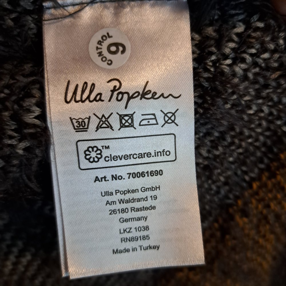 ULLA POPKEN Fransen-Cape ÜBERWURF Poncho multicolor, mit Kapuze, LAGENLOOK * NEU
