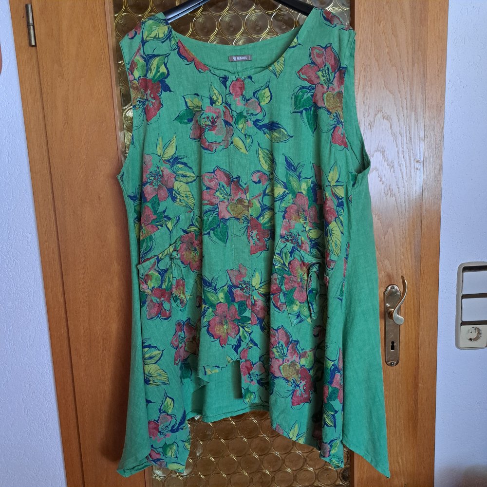 LA BASS Leinen TUNIKA Shirt ÜBERWURF ärmellos Gr. 8XL, LAGENLOOK