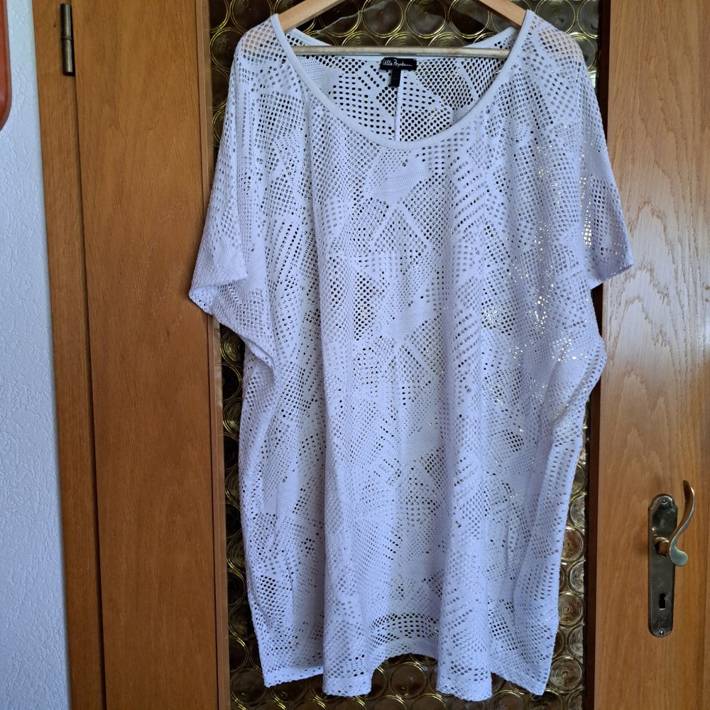 Ulla Popken Netz-Shirt weiß Gr. 62/64 Loch-Shirt Hänger UP