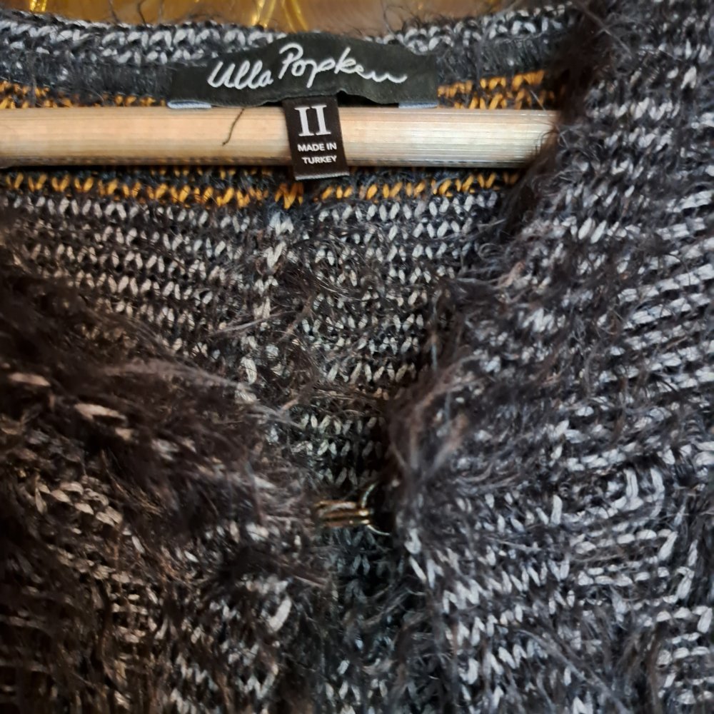 ULLA POPKEN Fransen-Cape ÜBERWURF Poncho multicolor, mit Kapuze, LAGENLOOK * NEU