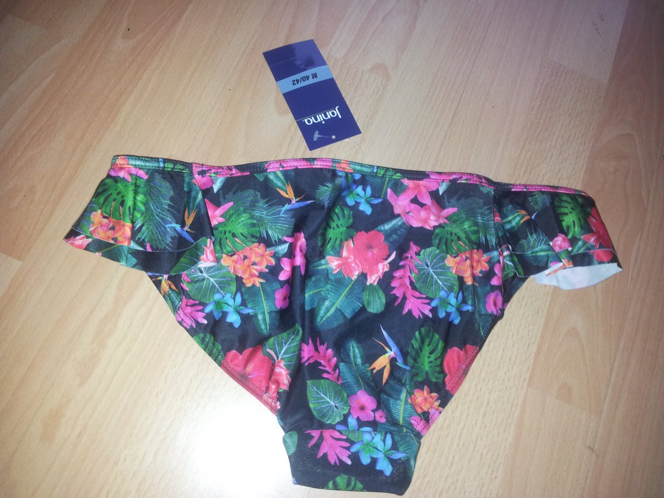 Bikini Höschen schwarz bunt Tropical Blumen Gr. M 40/42 Neu mit Etikett