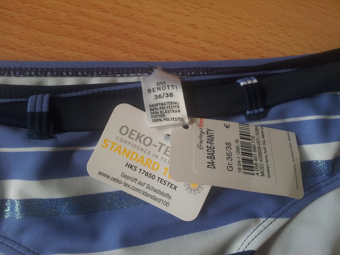 Bikini-Höschen blau Streifen Glitzer Gr. S 36/38 NEU