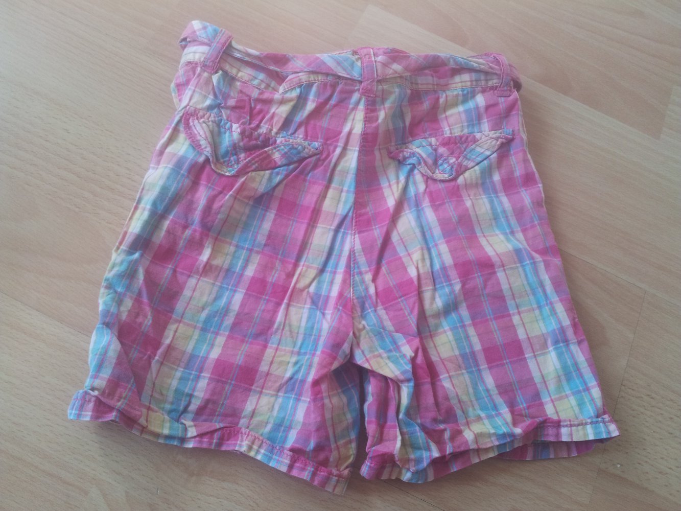 kurze Hose Shorts rosa pink gelb türkis kariert Gr.98
