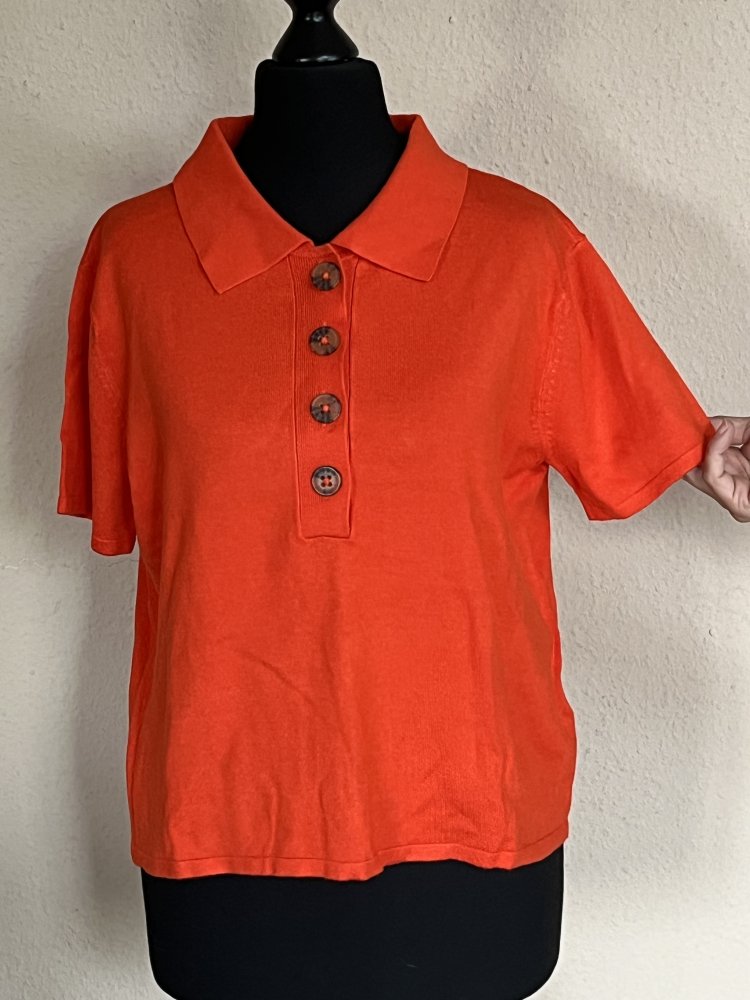 Esprit Polo Feinstrick Shirt Gr.XS hellrot kurz Arm mit Knöpfen