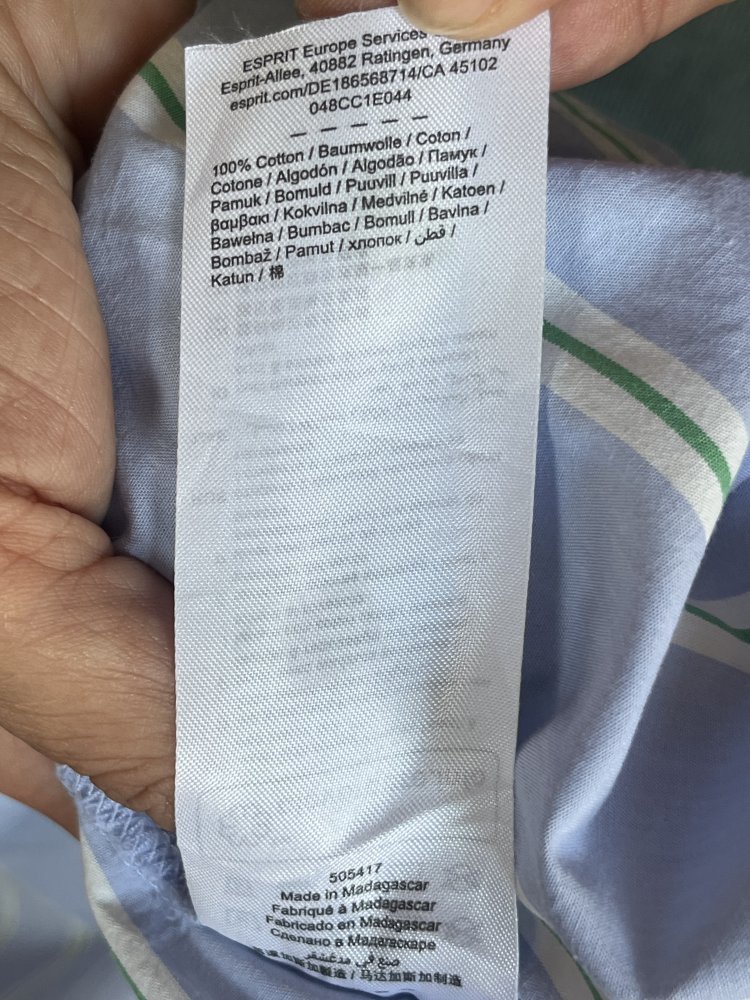 Edc Sommerkleid gestreift mit Wickel Optik Gr.34 hellblau mit grünen Streifen