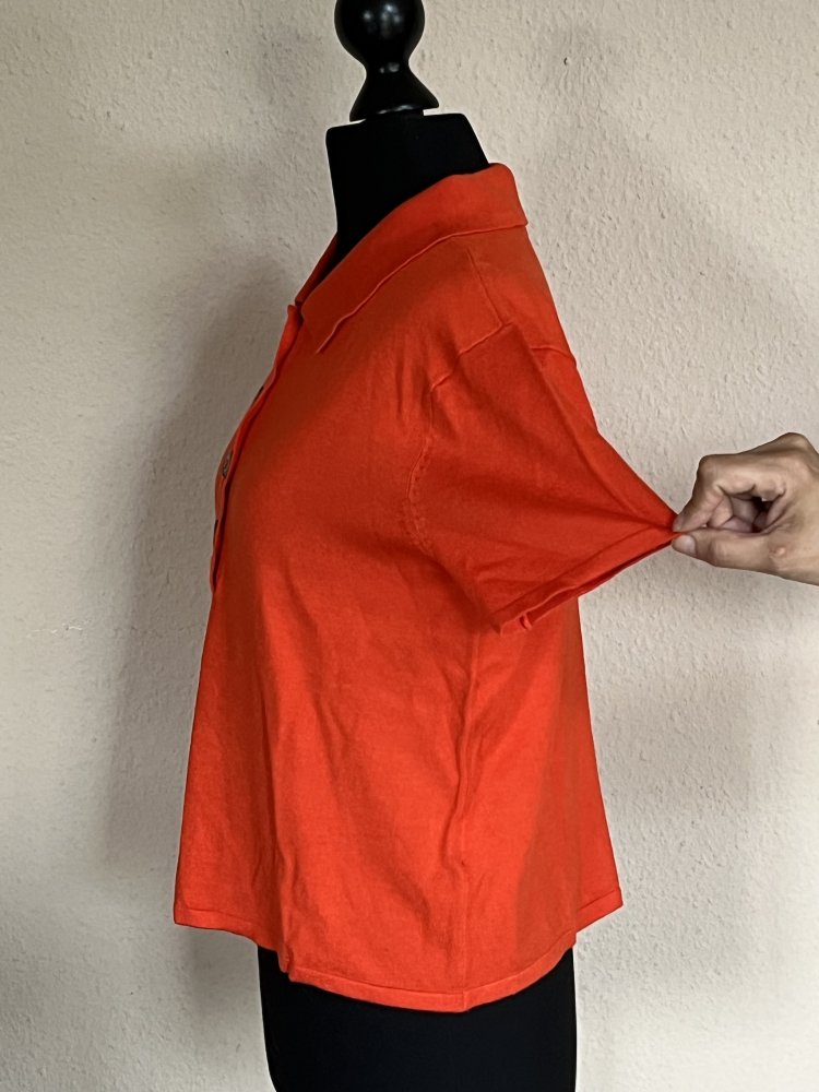 Esprit Polo Feinstrick Shirt Gr.XS hellrot kurz Arm mit Knöpfen