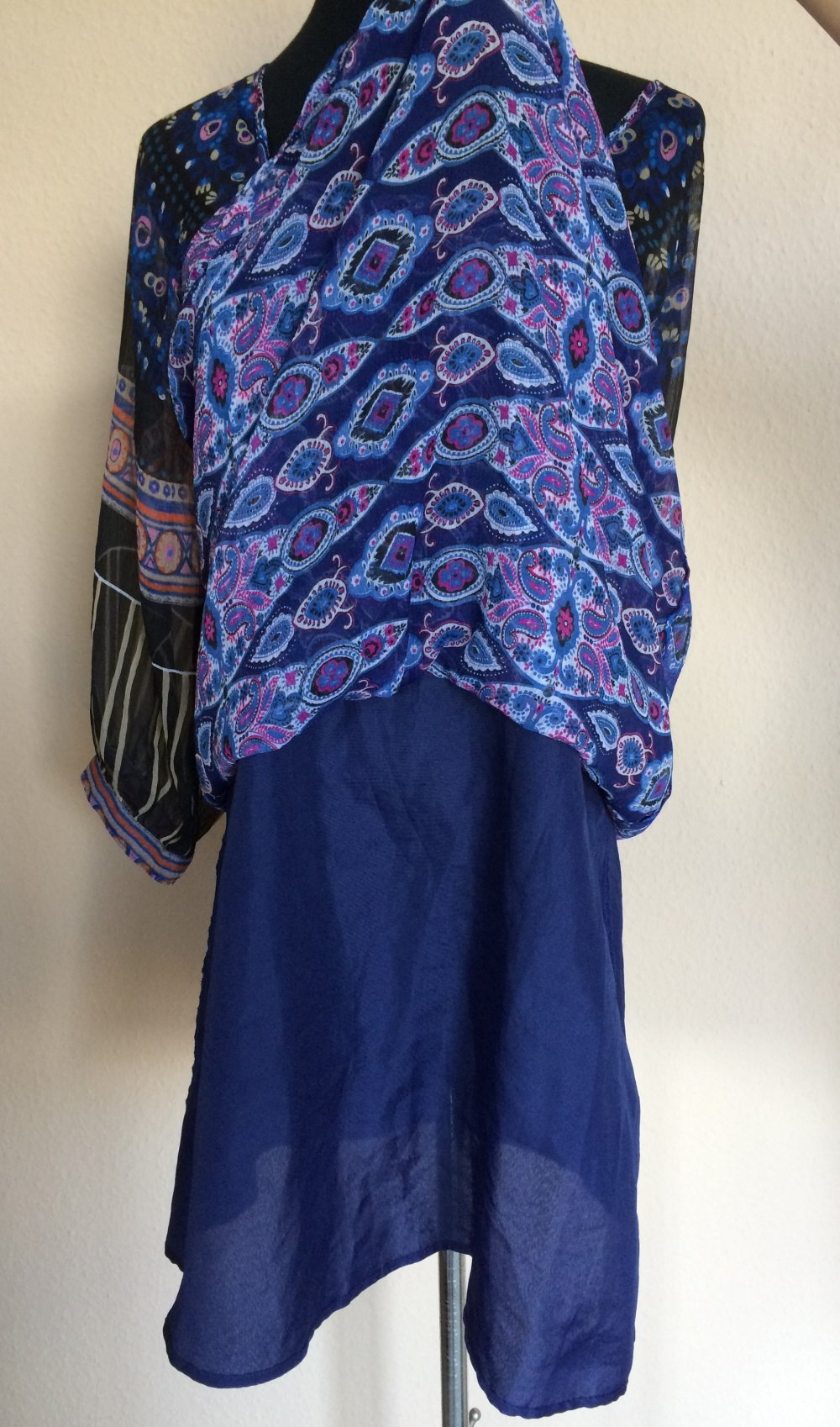 Vero Moda Hippie Chiffon Kleid Gr.36/S unterfüttert mit Boho Muster
