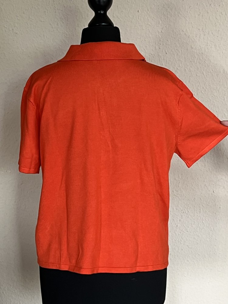 Esprit Polo Feinstrick Shirt Gr.XS hellrot kurz Arm mit Knöpfen