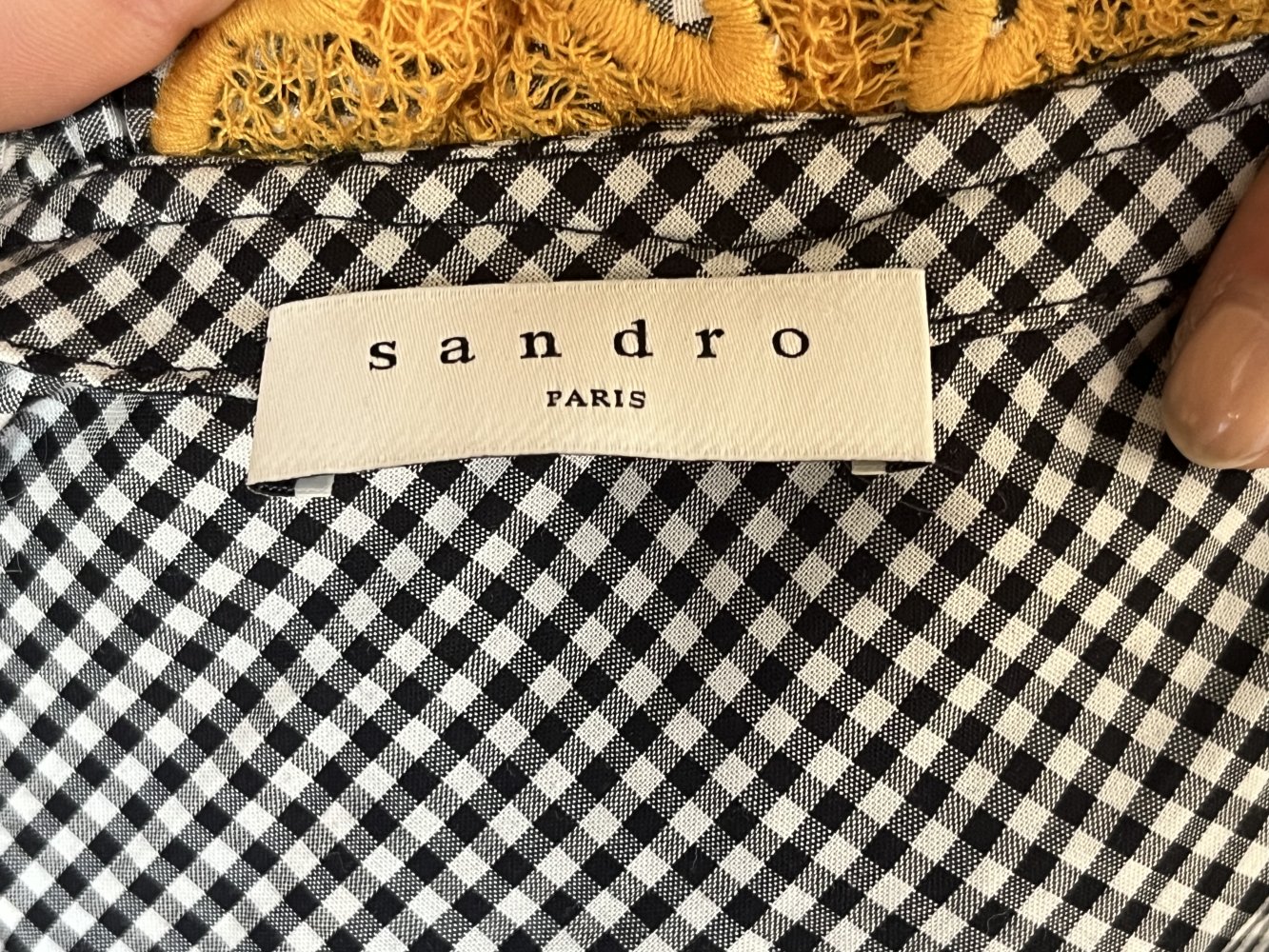 Sandro Paris One Shoulder Sommer Kleid Gr.S mit goldgelben Stickereien 