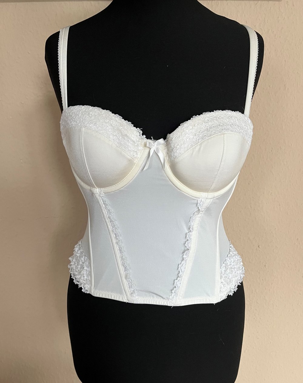 H&M Korsage mit Spitze Gr.36 Creme weiß mit verstellbaren Träge