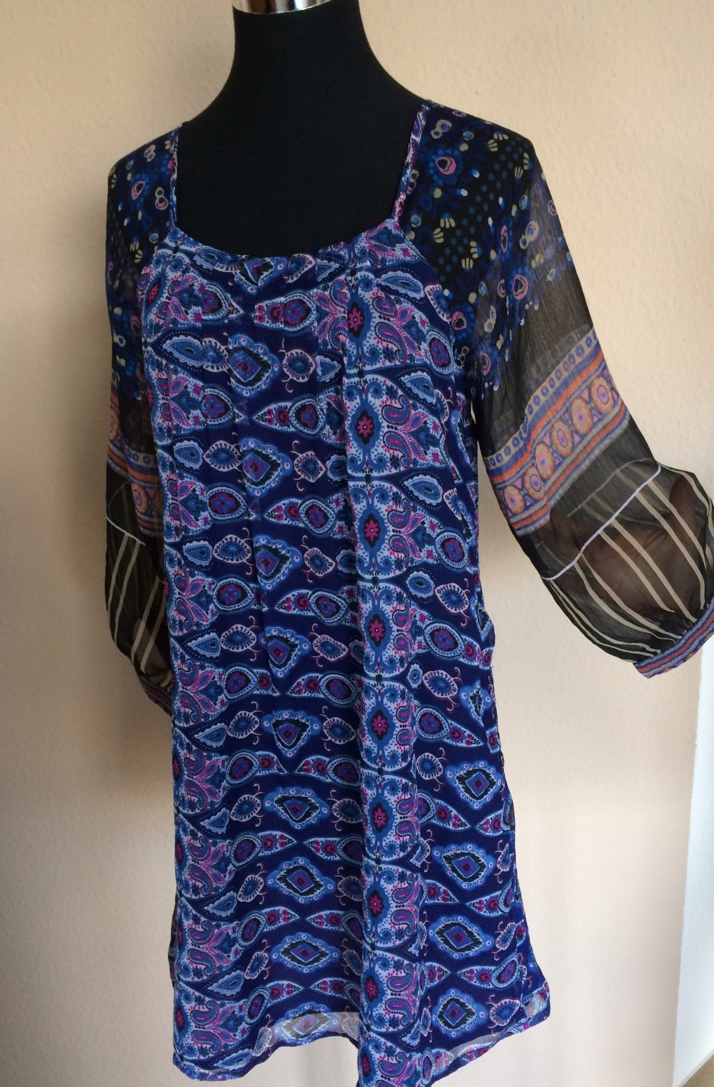 Vero Moda Hippie Chiffon Kleid Gr.36/S unterfüttert mit Boho Muster