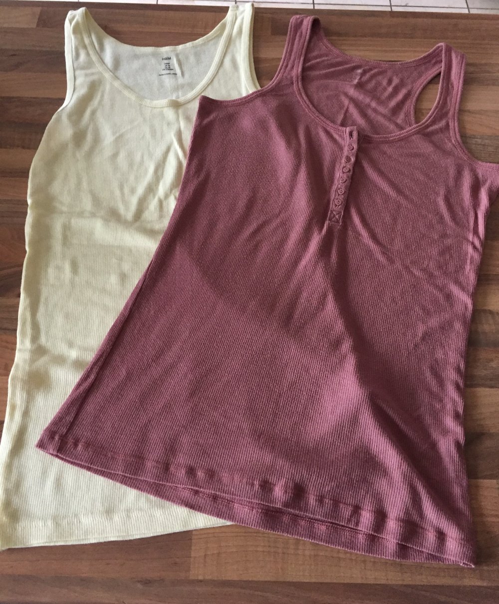 2 H&M Feinripp Trägerhemden Gr.S/M in Pastell Farben