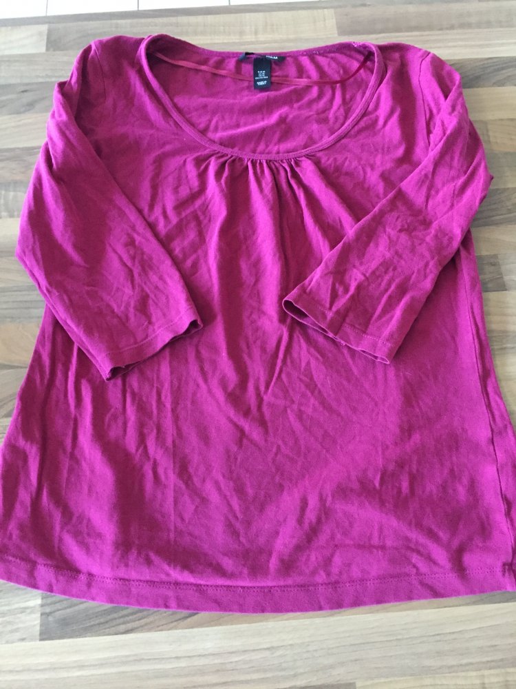 H&M 3/4 Arm Shirt Top Oberteil Gr.M Fuchsia