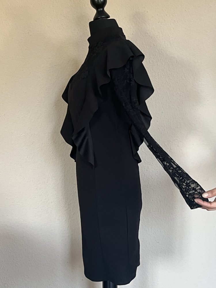 Iska London sexy Cocktail Kleid Gr.38 schwarz mit Spitzeneinsätzen