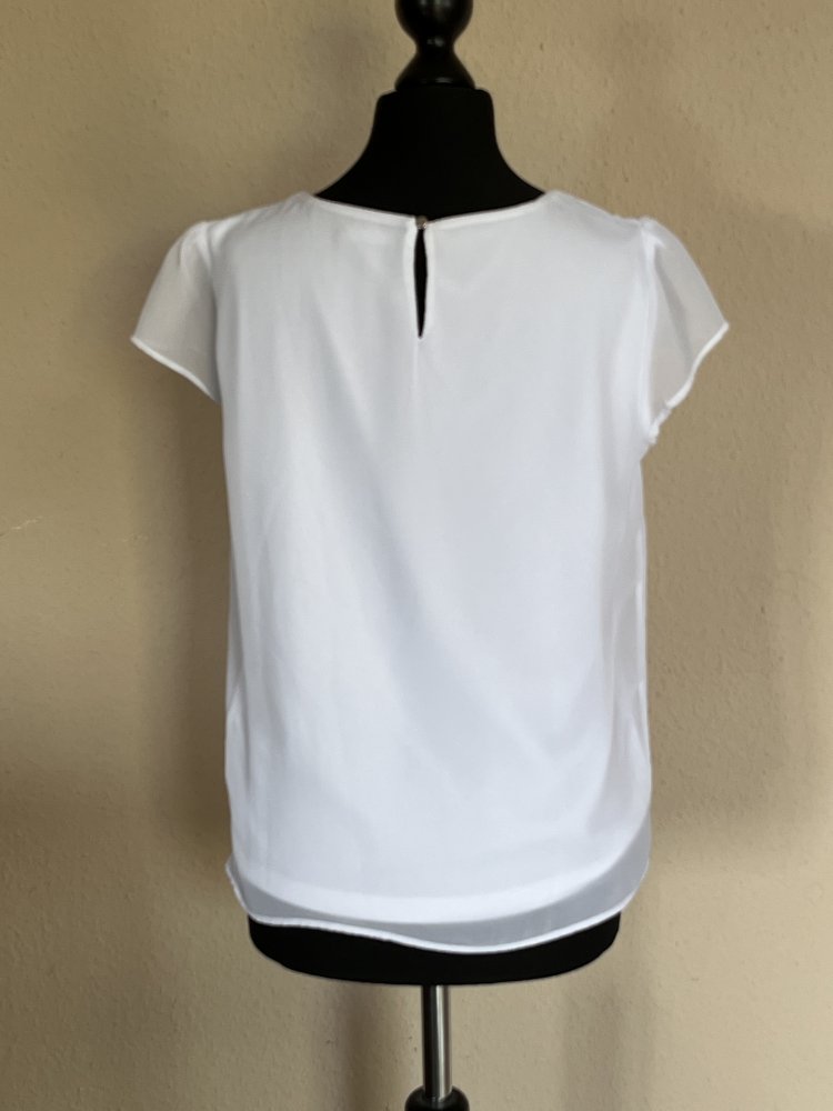 2 Orsay kurzarm Chiffon Blusen Gr.34 mit eingenähtem Unterhemd Farbe schwarz weiß