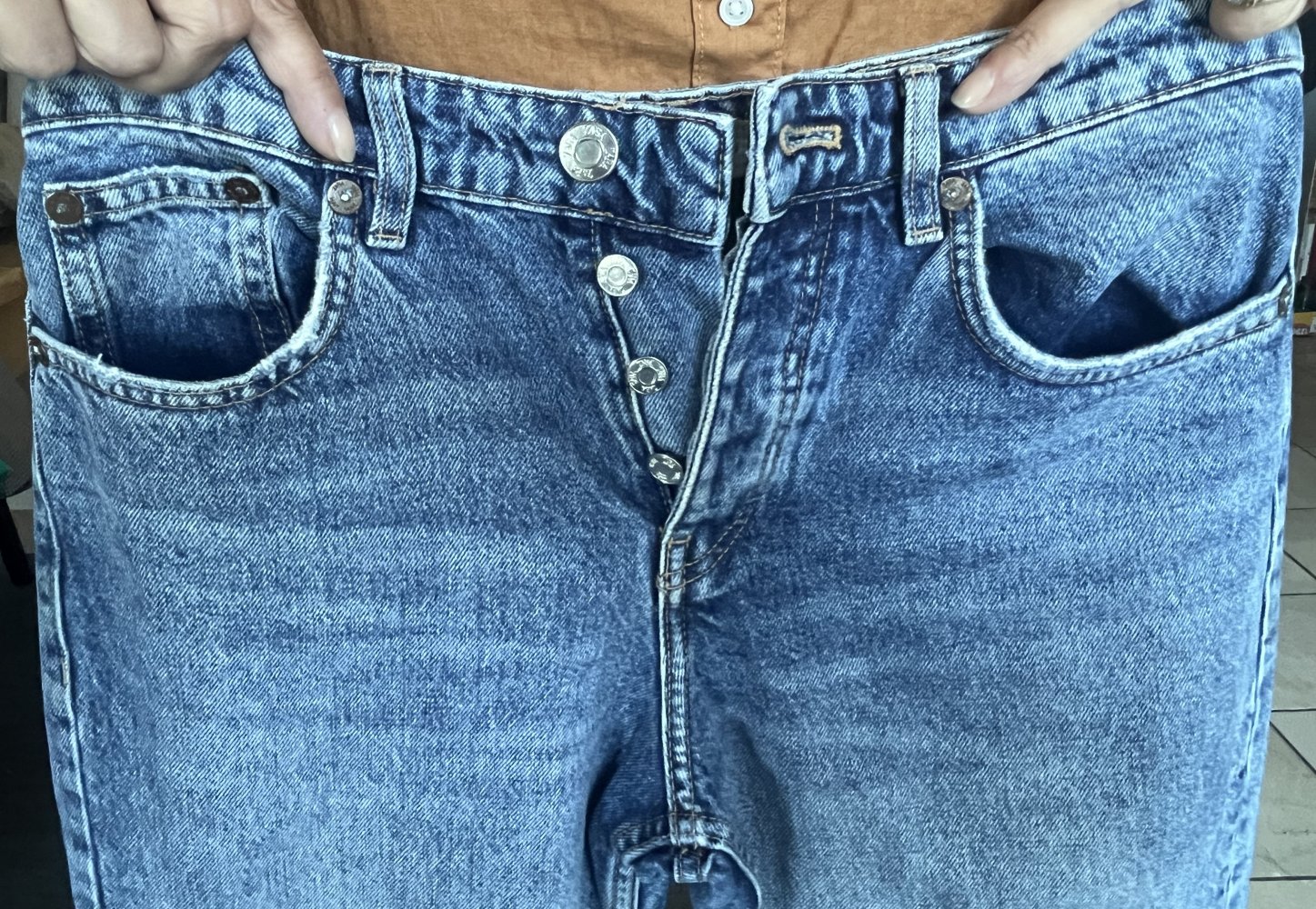 Zara Button Up Straight Leg Jeana Gr.38 hellere Waschung