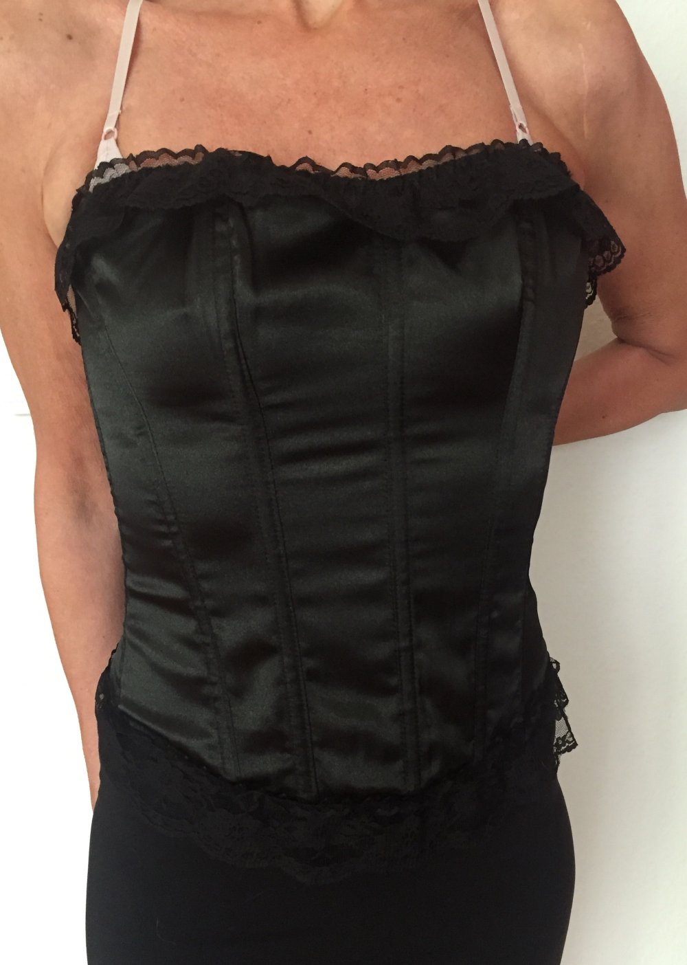 Beauty Night Satin Korsage mit Spitze Gr.S hinten bindbar