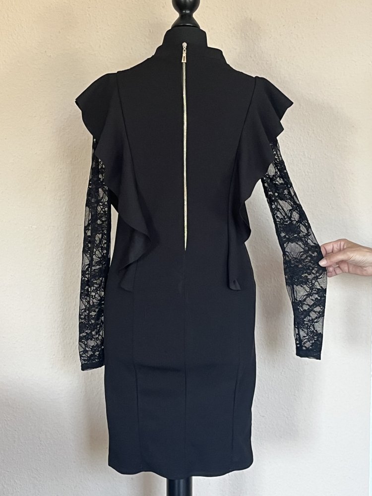 Iska London sexy Cocktail Kleid Gr.38 schwarz mit Spitzeneinsätzen