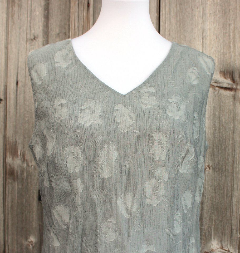 silber-graues True Vintage Etuikleid mit Blumenmuster, Betty Barclay, Größe 42