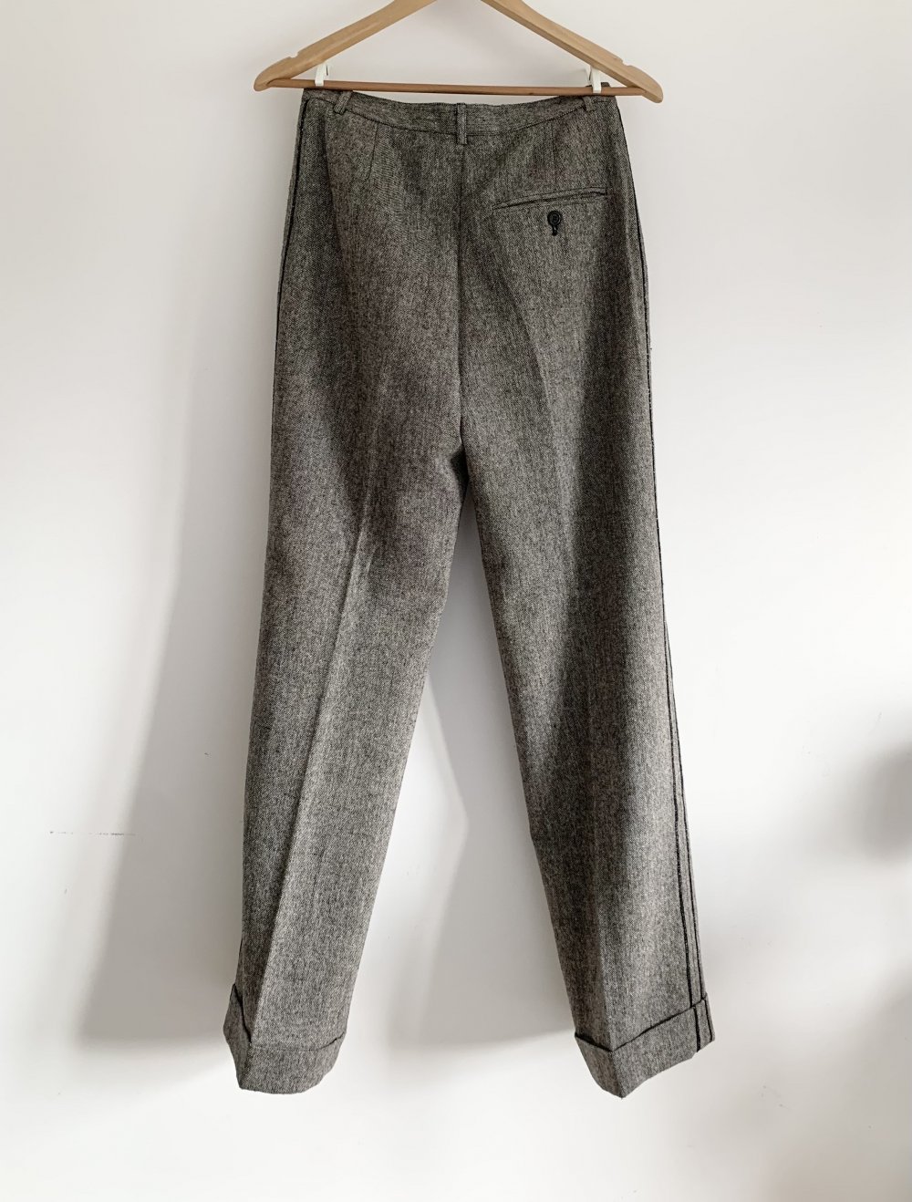 elegante graue true vintage retro Bundfalten Anzughose mit Wolle