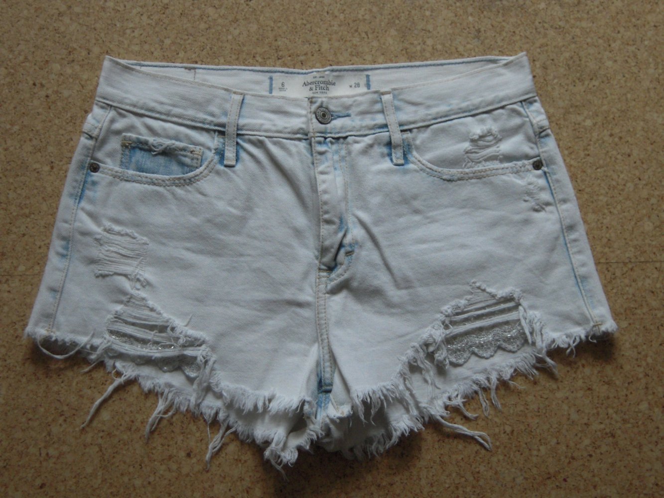 Jeansshorts Hotpants Spitze Perlen