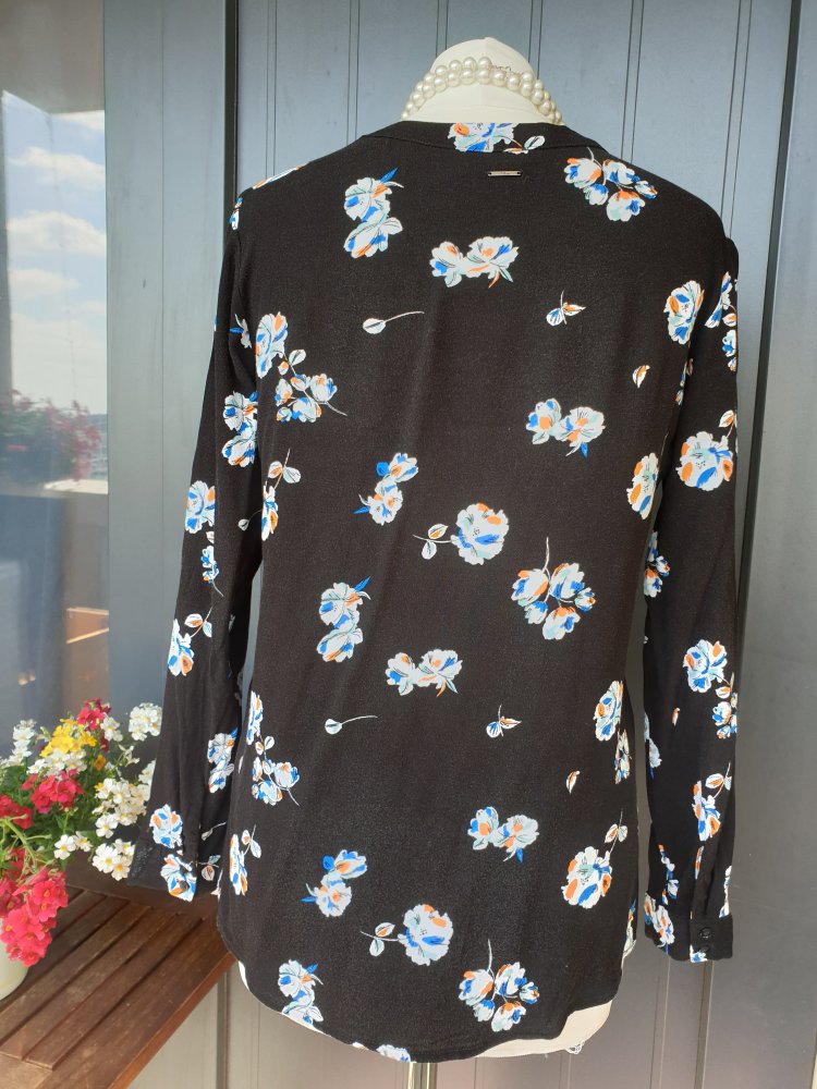 s. Oliver: Blusenshirt, Shirtbluse, schwarz,(38), All-Over-Print