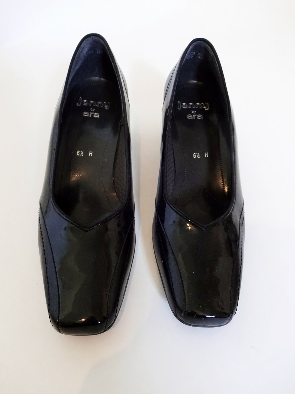 Schwarze Lackschuhe mit Blockabsatz Halbschuhe Karree Pumps Klassiker Schuhweite H Gr. 6 1/2 Gr. 40