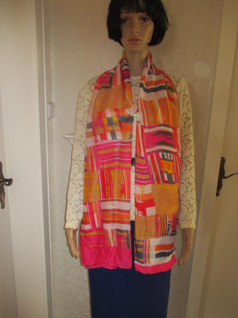 NEU * Freizeit * Ausgeh * Strand * Urlaub * Beach Party * Duftig * Seiden Chiffon * DESIGNER * Retro * Boho- Look * XXL SCHAL * SCARF * PAERO * TUCH * pink * bunt *