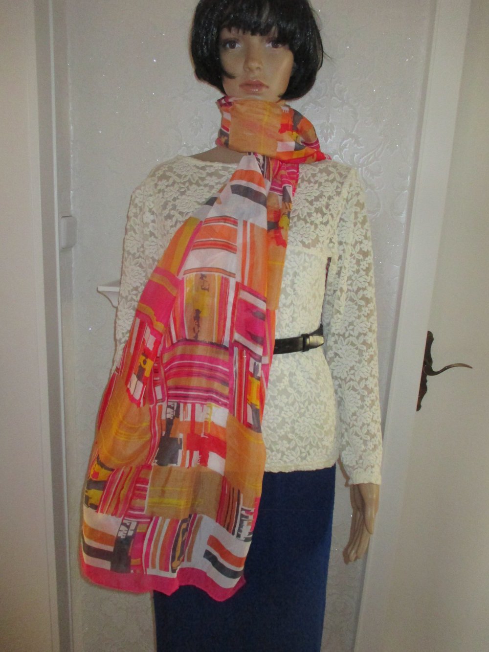 NEU * Freizeit * Ausgeh * Strand * Urlaub * Beach Party * Duftig * Seiden Chiffon * DESIGNER * Retro * Boho- Look * XXL SCHAL * SCARF * PAERO * TUCH * pink * bunt *