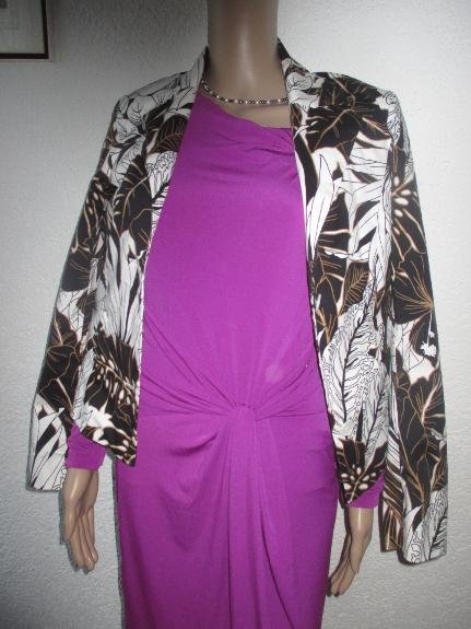 NEUw * Ausgefallen * edel * Blumen * Blüten * Flower- Power * DESIGNER * Baumwolle * Kostüm * Anzug * Kurz- BLAZER * Gr. 36- 38/ S * schwarz * weiß * hell- braun *