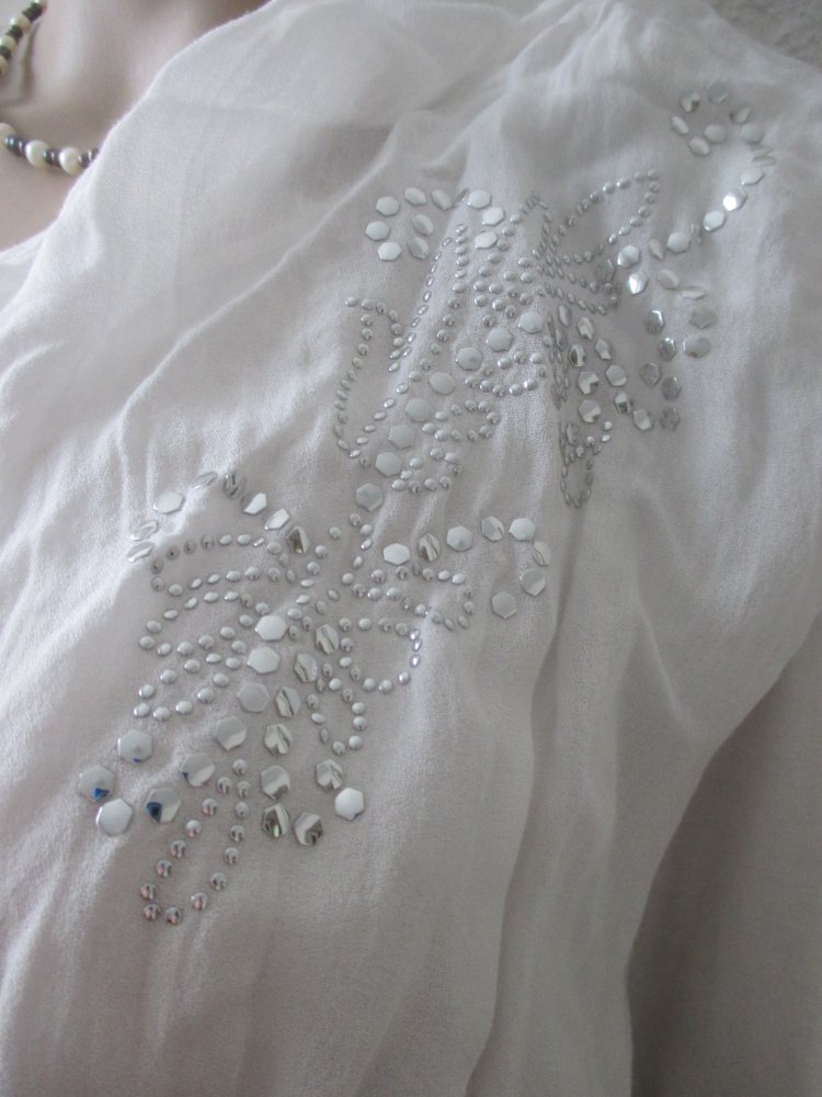  NEU * Silber Nieten * Flower- Power * Blumen * Blüten- Ranken * Blouson * Longsleeve * Langarm * T- SHIRT 