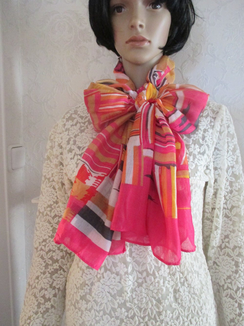 NEU * Freizeit * Ausgeh * Strand * Urlaub * Beach Party * Duftig * Seiden Chiffon * DESIGNER * Retro * Boho- Look * XXL SCHAL * SCARF * PAERO * TUCH * pink * bunt *