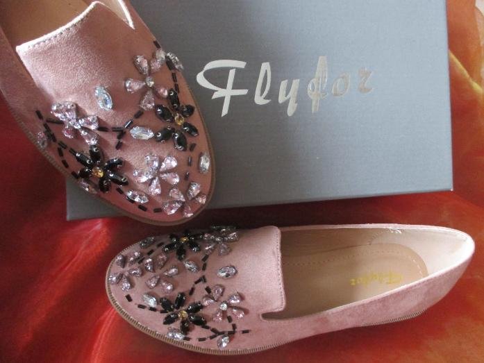 NEU im Original Karton * Blumen * Blüten * Swarovski * Glitzer Strass * Kristalle * Stickerei * Velours Leder * Slip One * Schlupf * Slipper * Loafer * Mokkasin * Schuhe 