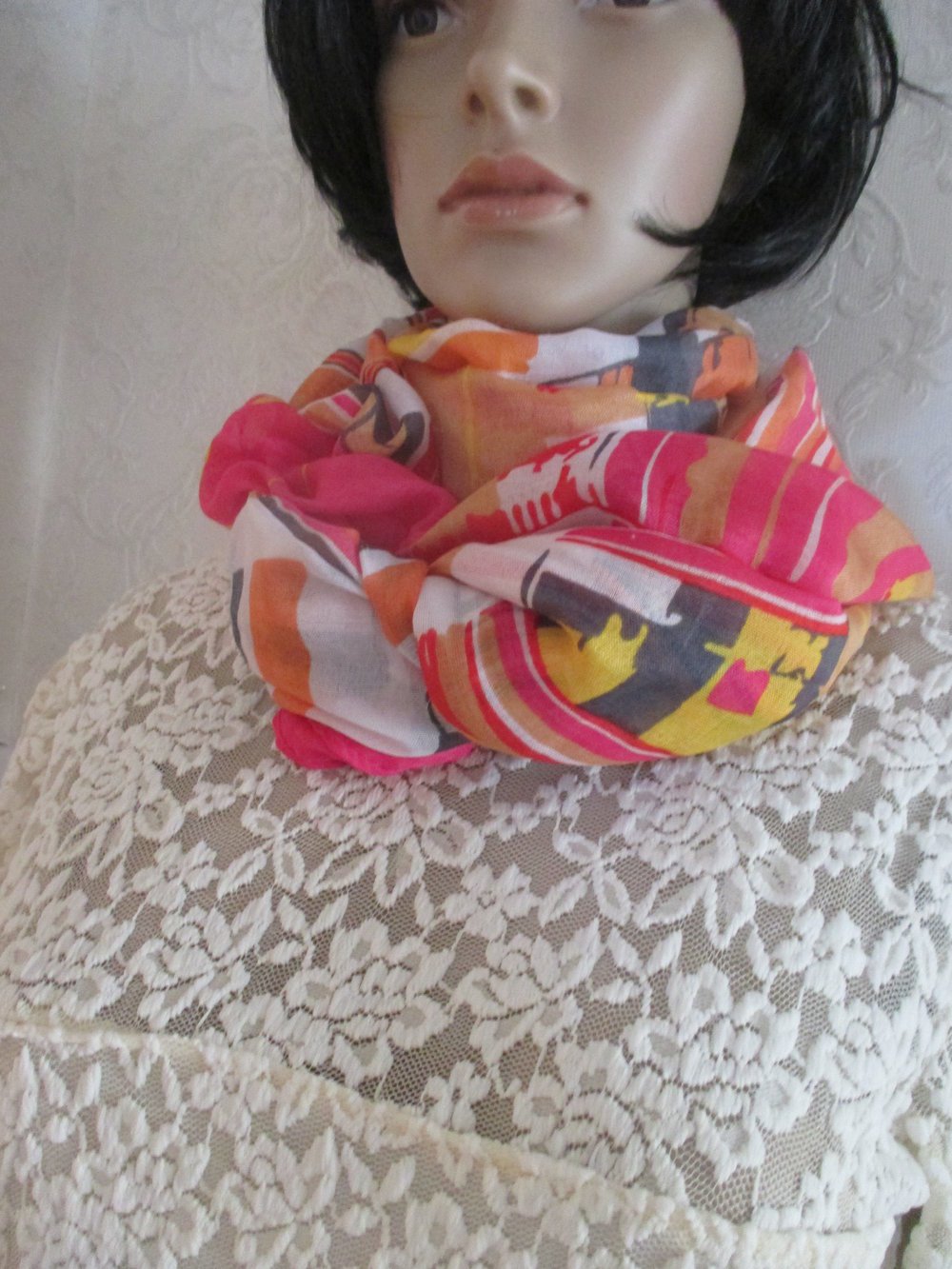 NEU * Freizeit * Ausgeh * Strand * Urlaub * Beach Party * Duftig * Seiden Chiffon * DESIGNER * Retro * Boho- Look * XXL SCHAL * SCARF * PAERO * TUCH * pink * bunt *