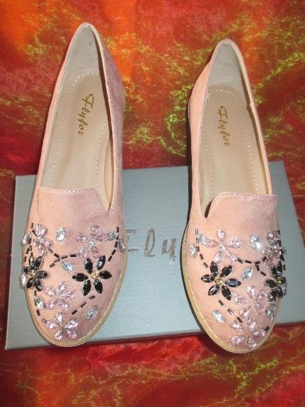 NEU im Original Karton * Blumen * Blüten * Swarovski * Glitzer Strass * Kristalle * Stickerei * Velours Leder * Slip One * Schlupf * Slipper * Loafer * Mokkasin * Schuhe 