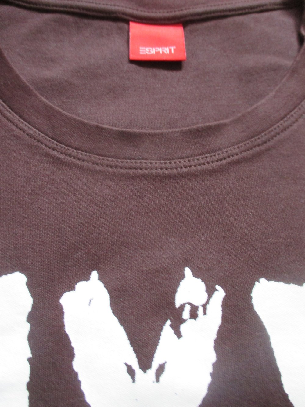 NEUw * DESIGNER * Baumwolle * Dreiviertel Arm * mit Print * Bodycon * T- Shirt ''ESPRIT'' Gr. 40- 42, 44/ M- L * schoko * dunkel- braun * natur weiß *