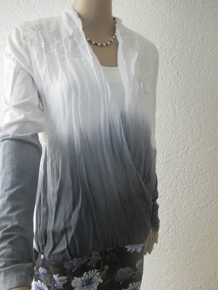  NEU * Silber Nieten * Flower- Power * Blumen * Blüten- Ranken * Blouson * Longsleeve * Langarm * T- SHIRT 