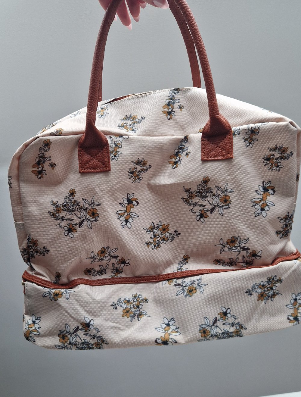 neue Reisetasche Weekender Blümchen Lederdetails