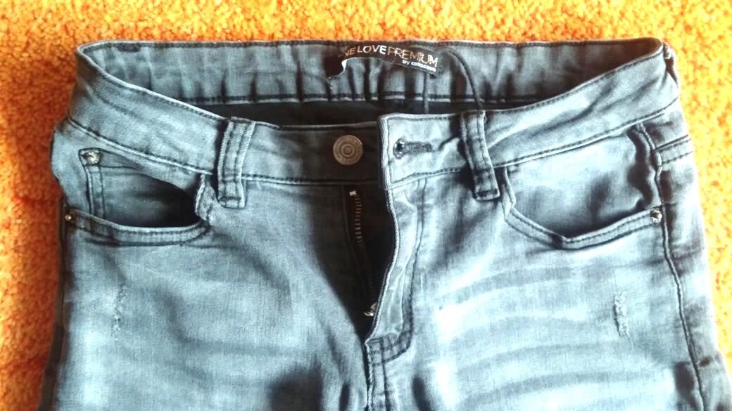 Damen Hose 7/8-Jeans Stretch Gr.XS Grau verwaschene Optik One Love 