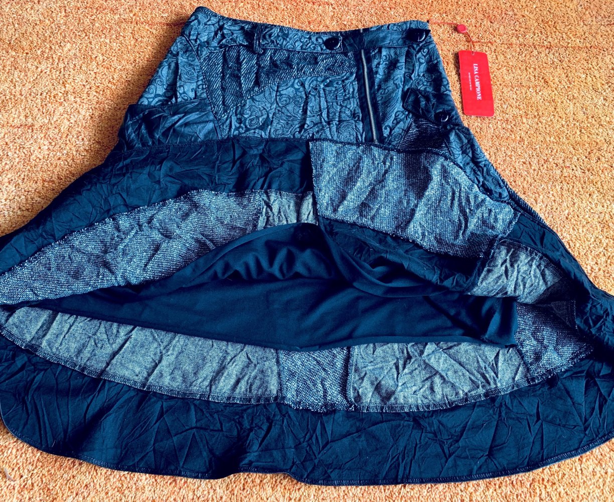NEU Damen Rock Wollrock Asymmetrisches Design Gr.38 Schwarz/Grau/Braun Lisa Campione P.ca.120€ 