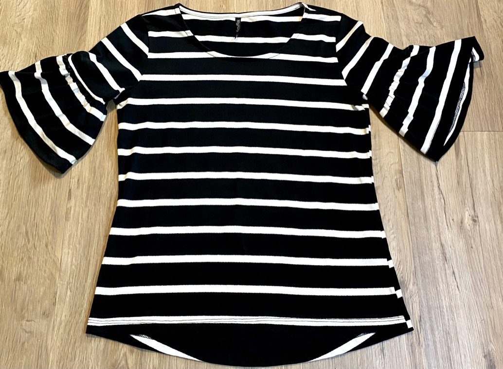 Damen Shirt Pullover gestreift Gr.S Schwarz/Weiß Laura Torelli 