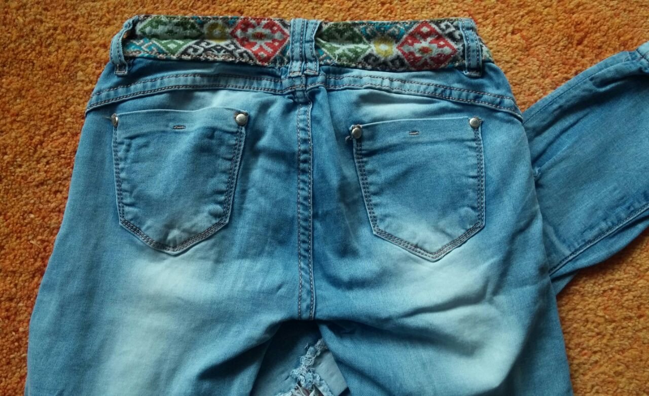 Damen Jeans Hose Stretch Gr.S in Blau verwaschener Optik