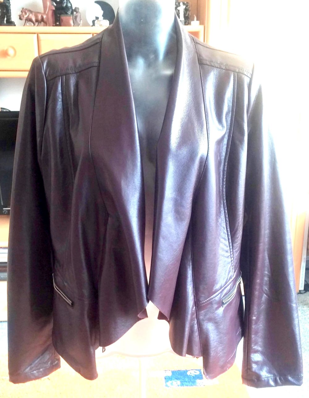 NEU Damen Jacke im edlen Leder-Look Gr.38 in Schokobraun 