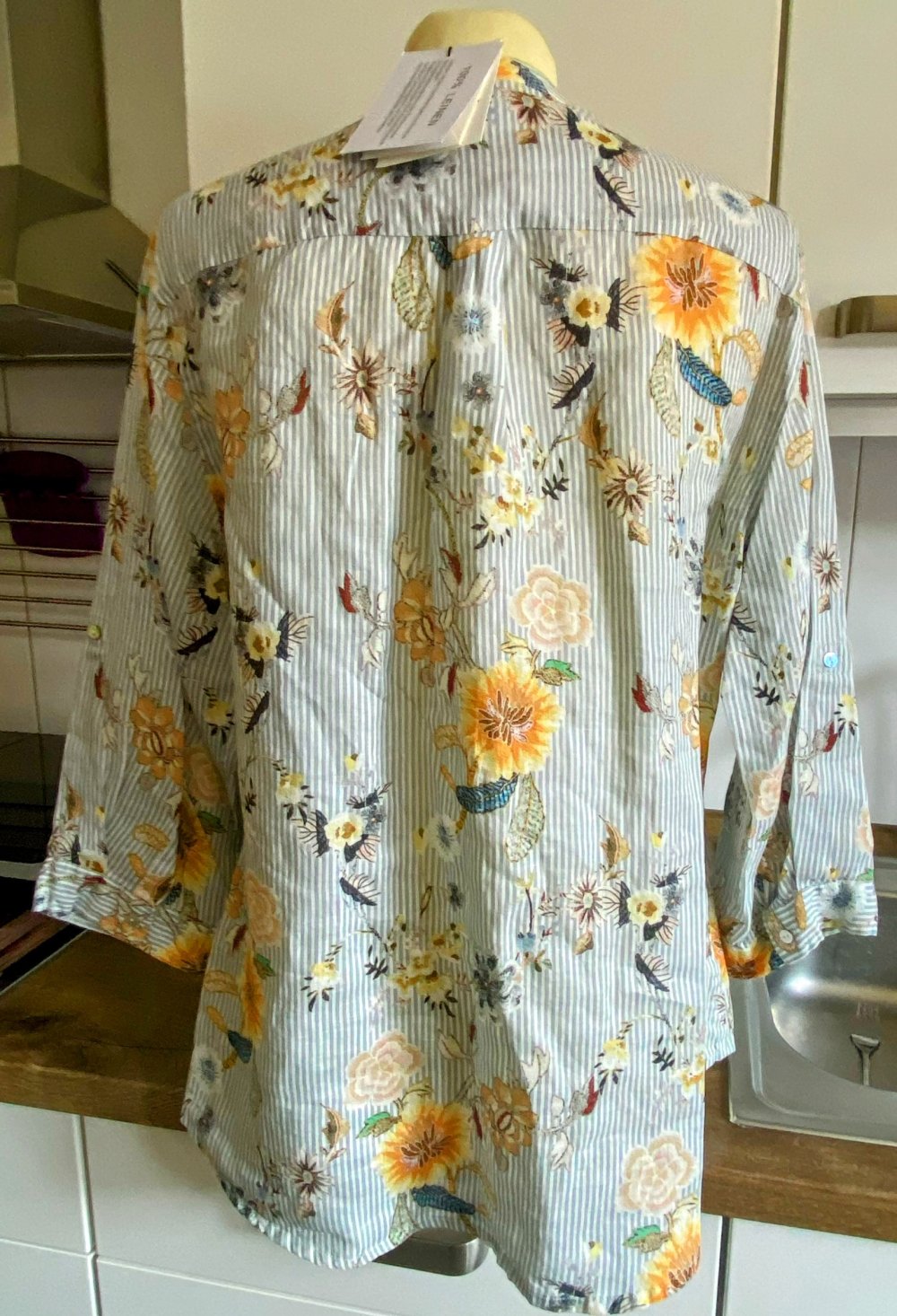 NEU Damen Bluse Leinen Hemd Gr.44 bunt geblümt Open End 