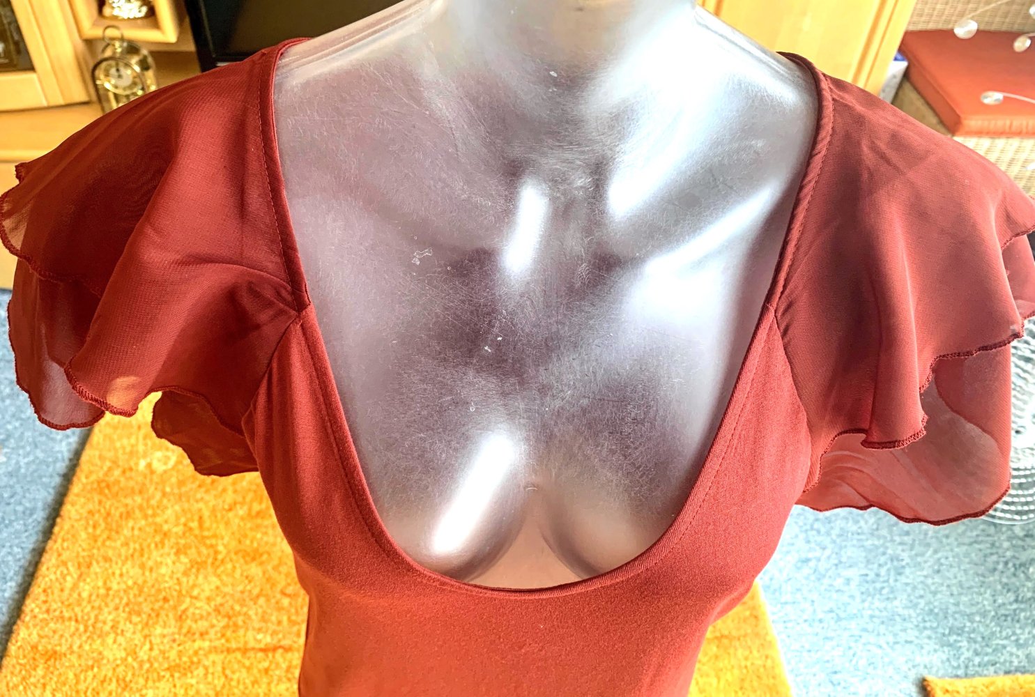 Damen Shirt Sommer Tunika mit Flügelärmeln Gr.M Ziegel Fresh Mode Collection NW 